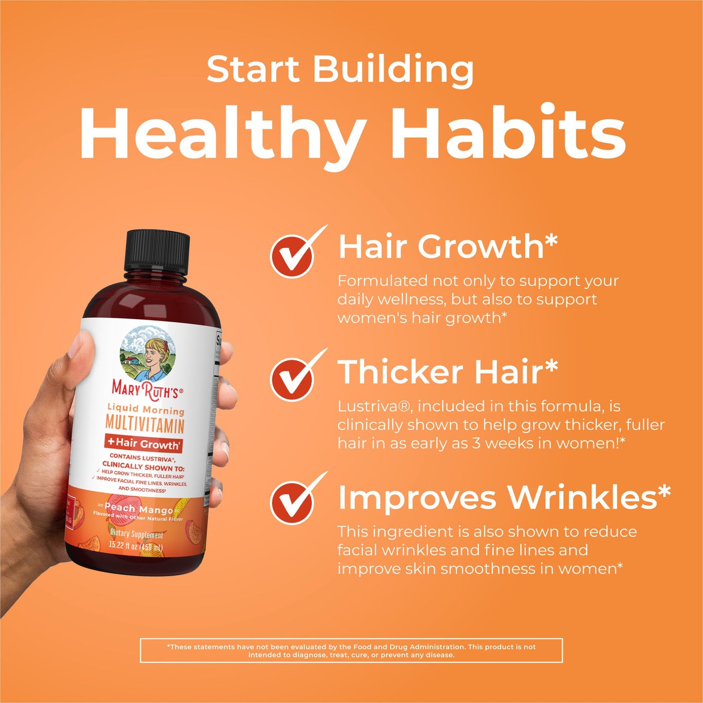 Liquid Morning Multivitamin + Hair Growth 15.22 oz